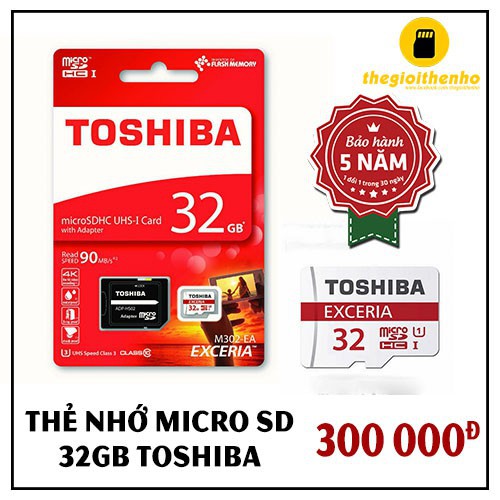 Thẻ nhớ Micro SD 32GB TOSHIBA đỏ CLASS 10- BH 12 THÁNG