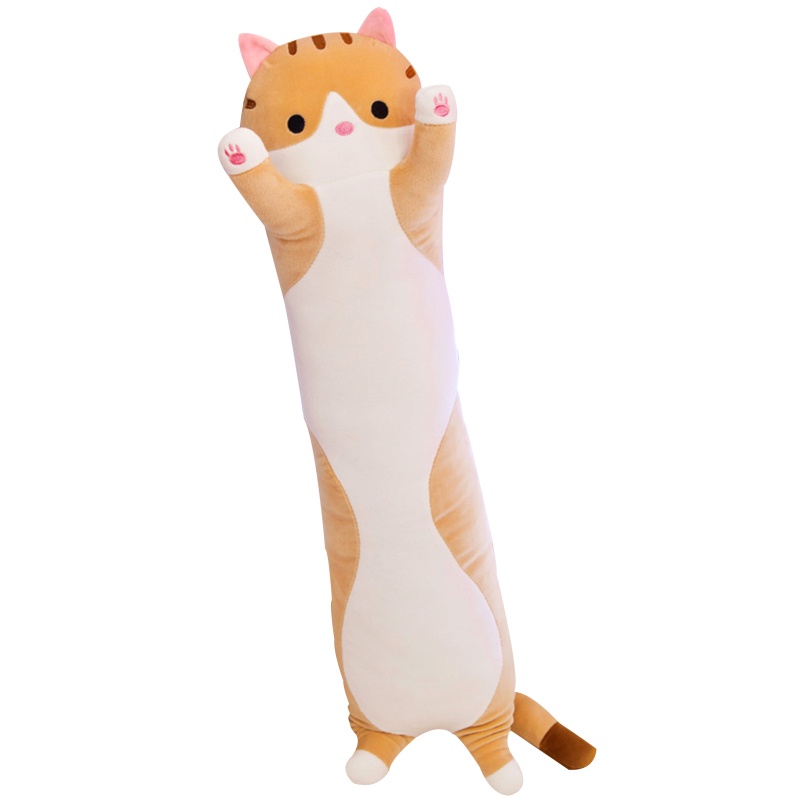 Gối Ôm Dài Nhồi Bông Mềm Mại Hình Mèo Hoạt Hình Đáng Yêu Dành Cho Trẻ