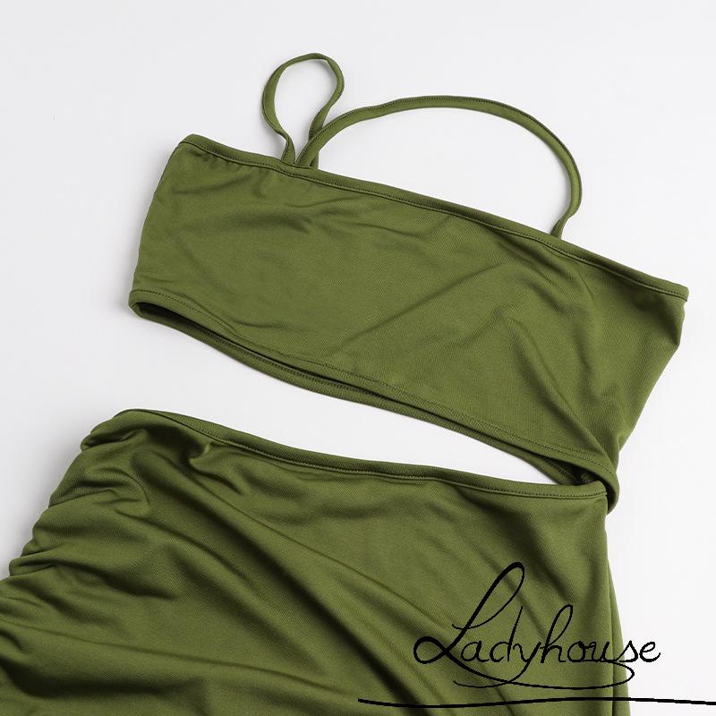 Đầm lệch vai ôm dáng màu trơn gợi cảm cho nữ