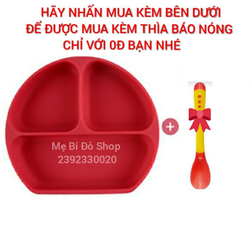 Khay Ăn Dặm Silicon Có Đế Hít Chống Đổ 3 Ngăn Cho Bé Mua Kèm Thìa 0Đ