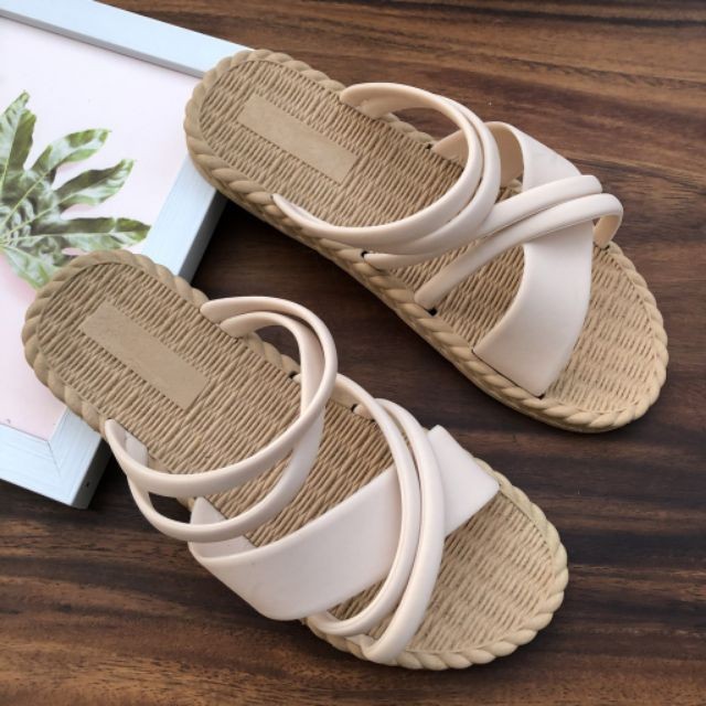 Sandal giả cói đai chéo