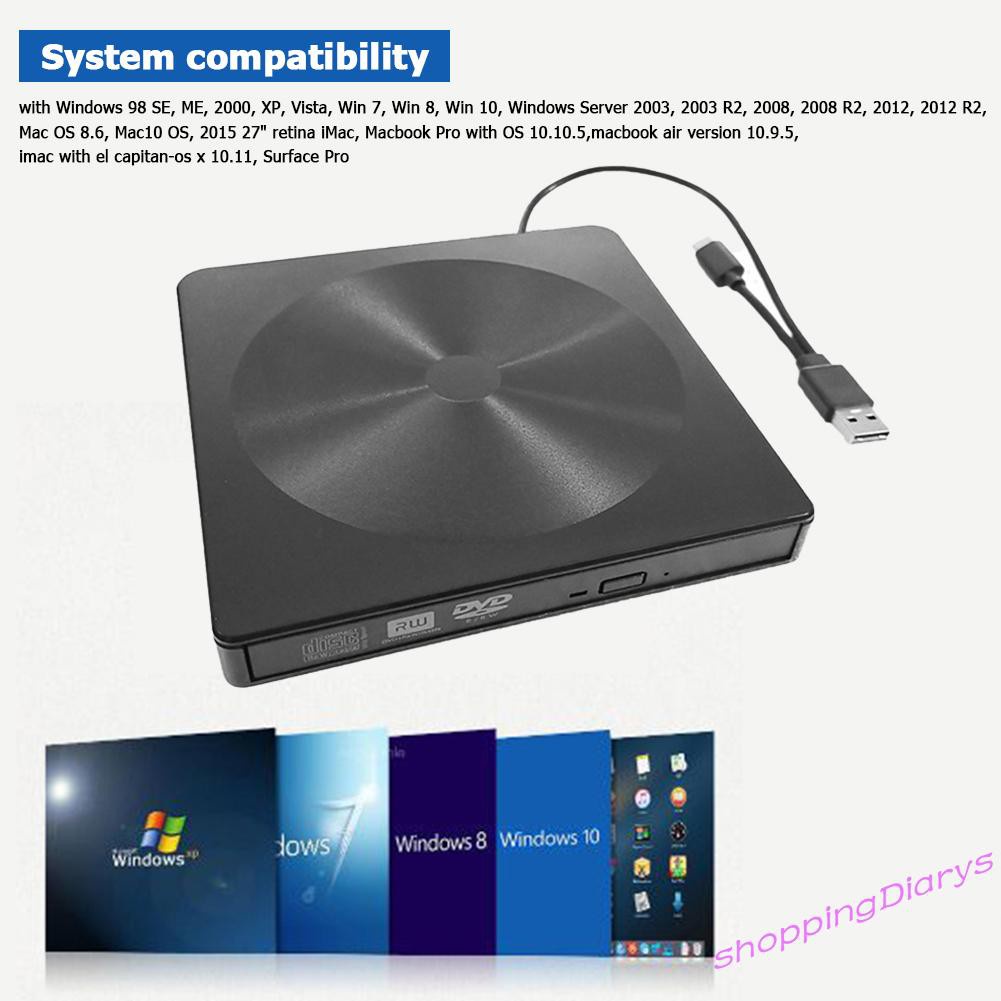 ✤Sh✤ Ultra Slim External Optical Drive USB 3.0 USB Type C CD DVD ROM Writer