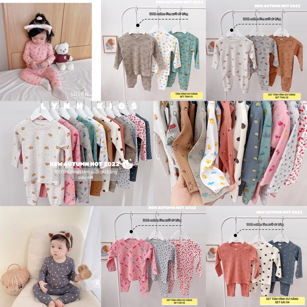 Set 3 bộ hàng xuất dư chất tăm siêu đẹp cho bé trai bé gái