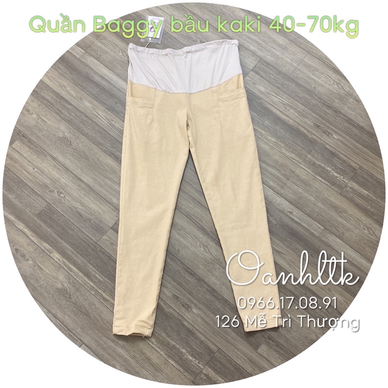 Quần bầu kaki - Quần baggy bầu túi ngang shop dambaukio (40-75kg)