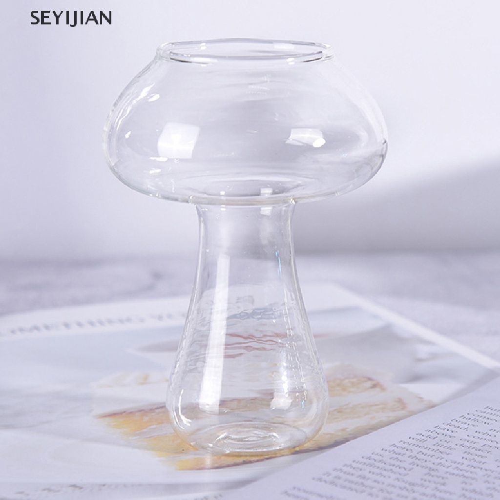 Ly Thủy Tinh Uống Rượu Cocktail Thiết Kế Hình Cây Nấm Mới Lạ