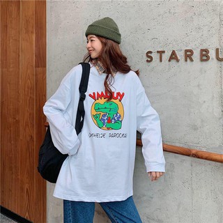 Áo thun dài tay trắng #CÁ_SẤU VMDUY loại 1 Nam Nữ tay lỡ Form áo rộng rãi từ 40-72kg Oversize UNISEX
