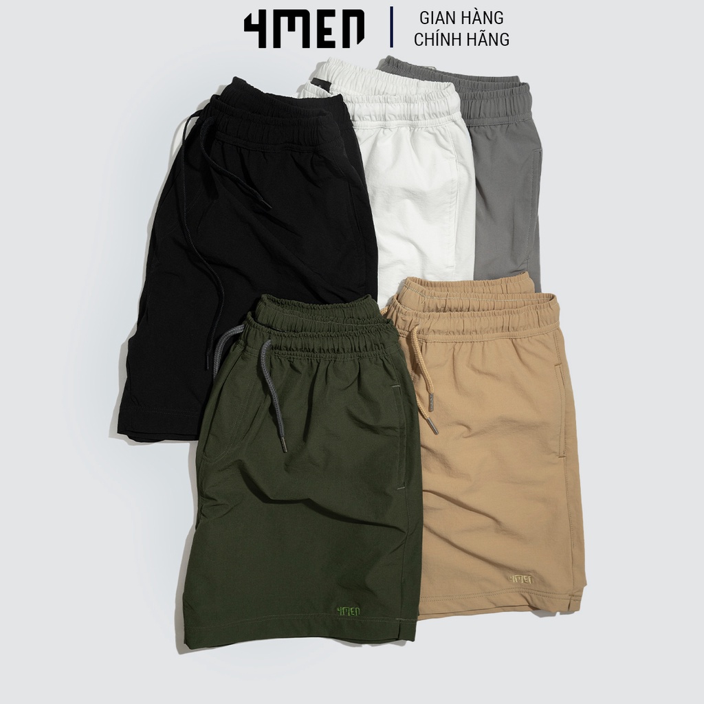 Quần short bơi trơn nam 4MEN QS012 vải đẹp cao cấp co giãn, giúp vận động thể thao thoải mái