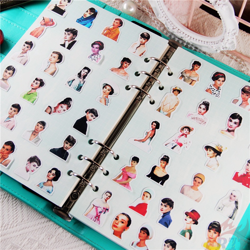 ★★★ Audrey Hepburn Q-2 Artistic Life Mini Diary Manual Stickers ★★★ 50pcs/set DIY Fashion Album Decor Stickers（Size：2~3cm）