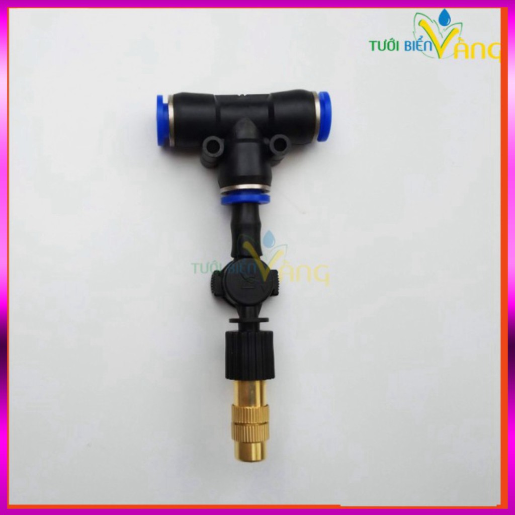 [GIÁ TỐT] 3 Béc phun sương 1 tia đồng,kèm chống nhỏ giọt và nối nhanh chữ Tê 8mm dùng tưới cây, tưới lan