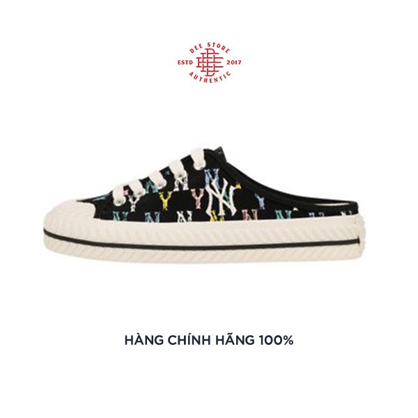 Giày Sneaker Thể Thao Nữ MLB Playball Mule Monogram NY Black - Dee Store VN