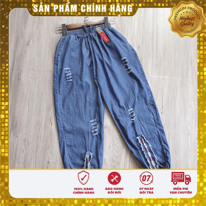 🌸 15Q36B1 Quần jean baggy rách phối sọc dễ thương 🌸