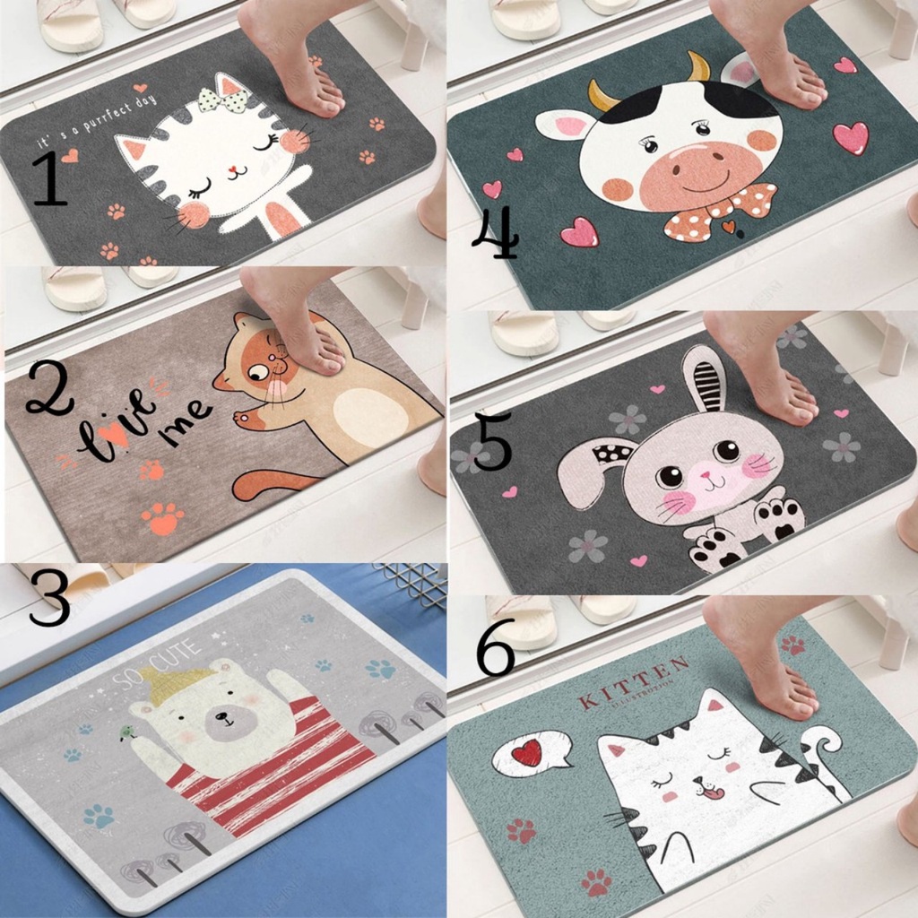 Thảm Chân Cute Hoạt Hình Chữ Nhật 60x40cm