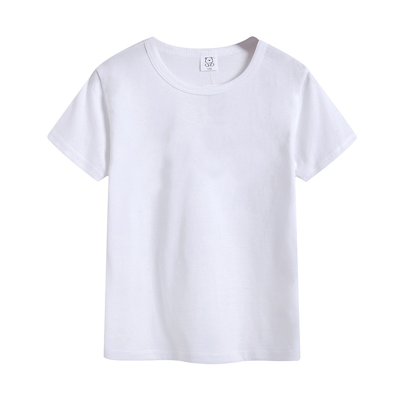 Áo Thun Cotton Cổ Tròn Tay Ngắn Màu Trắng Đen Dành Cho Bé Trai Gái 3-15 Tuổi