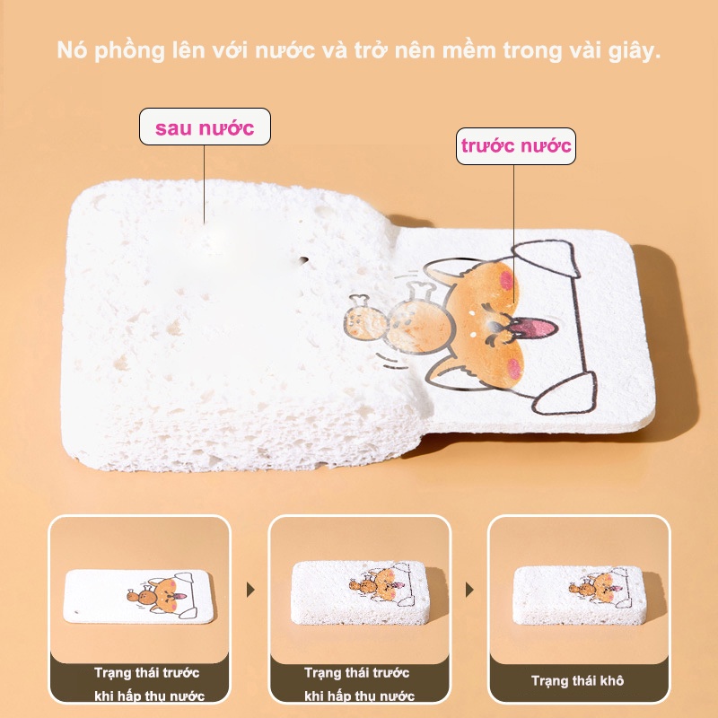 Bông Rửa Bát Khăn Lau Nhà Bếp Miếng Bọt Biển Làm Từ Bột Gỗ