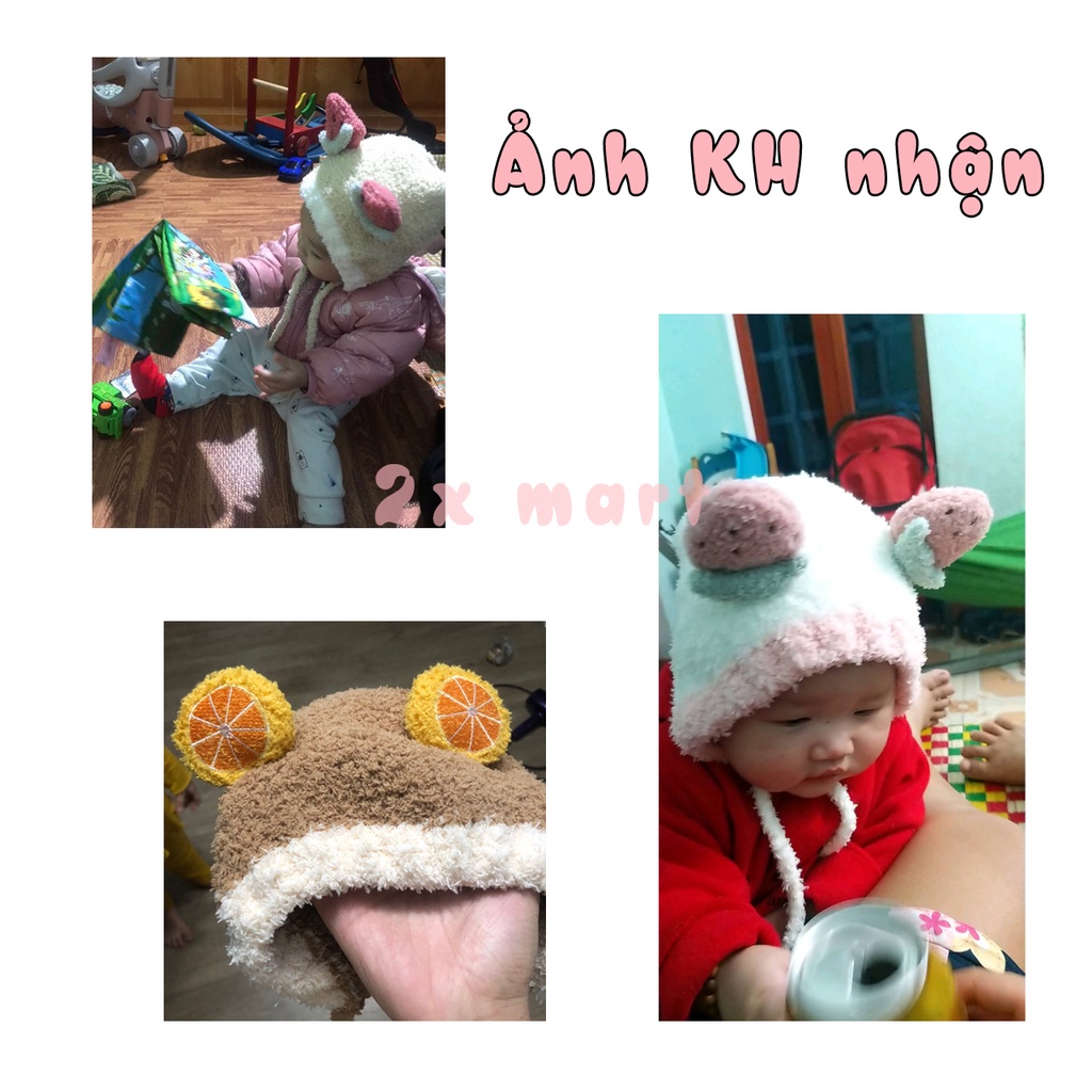 Mũ len cho bé trai gái lông cừu hình hoa quả nón trẻ em 6 tháng tuổi buộc dây 2X MART