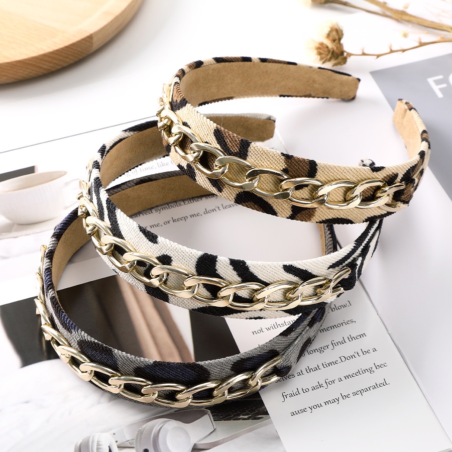 Băng Đô Vải Nhung Bản Rộng Họa Tiết Da Báo Thời Trang Hàn Quốc Cho Nữ