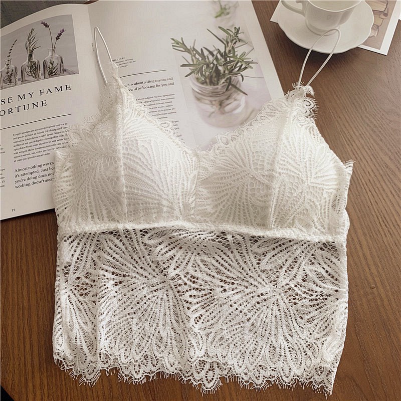 Áo Bra Ren Hình Lá Dáng Lửng Dây Mảnh 9936