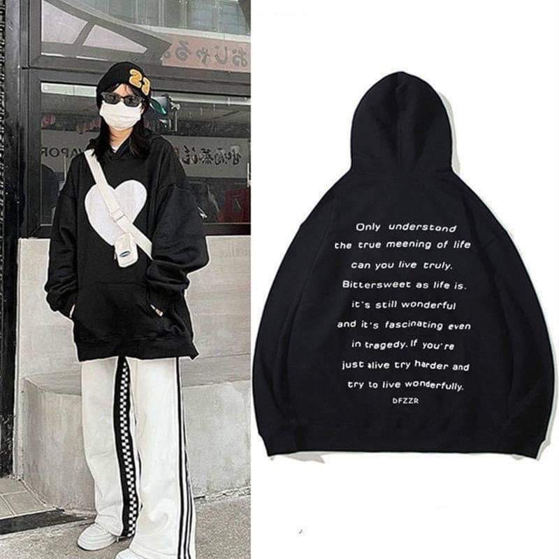 Áo hoodie tim to chữ lưng ONLY TC6