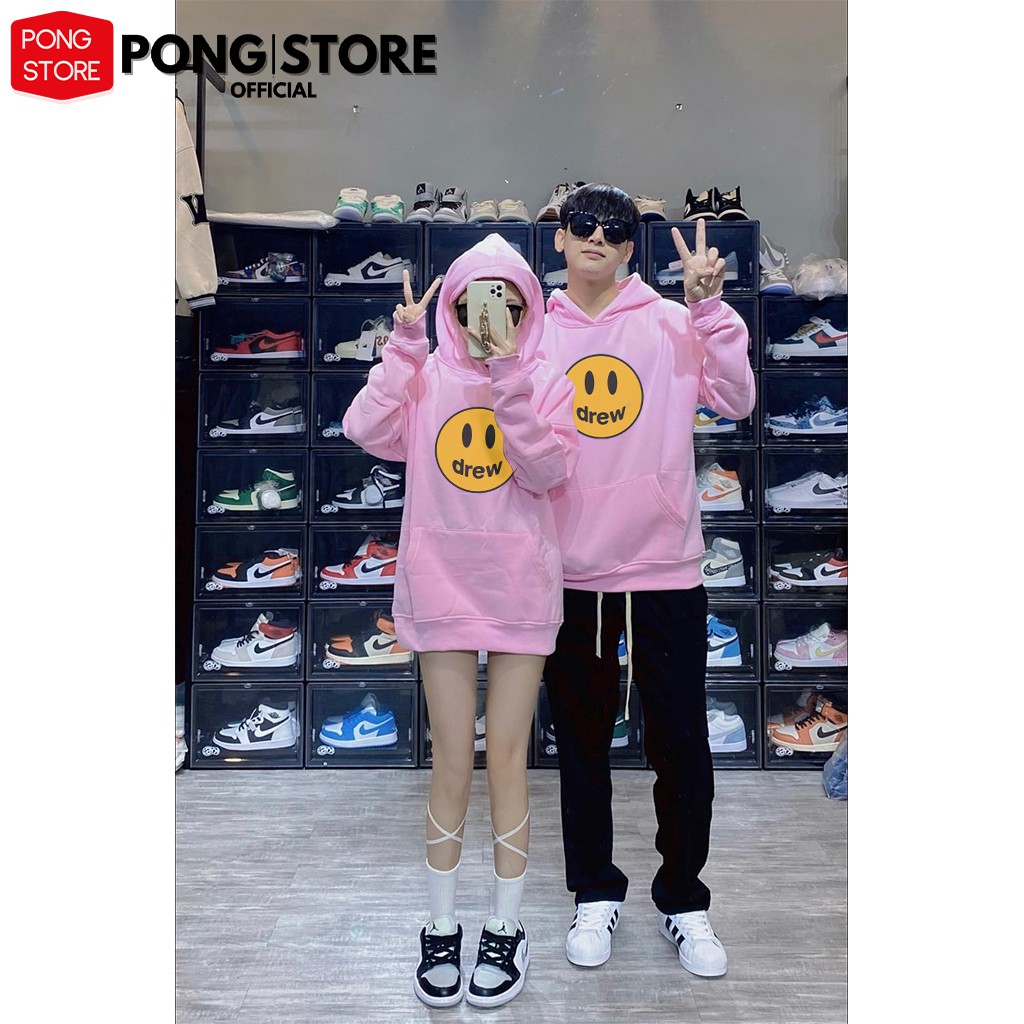 Áo hoodie nỉ có mũ nam nữ form rộng DREW, áo khoác hoodie unisex phong cách hàn quốc freesize có 3 màu