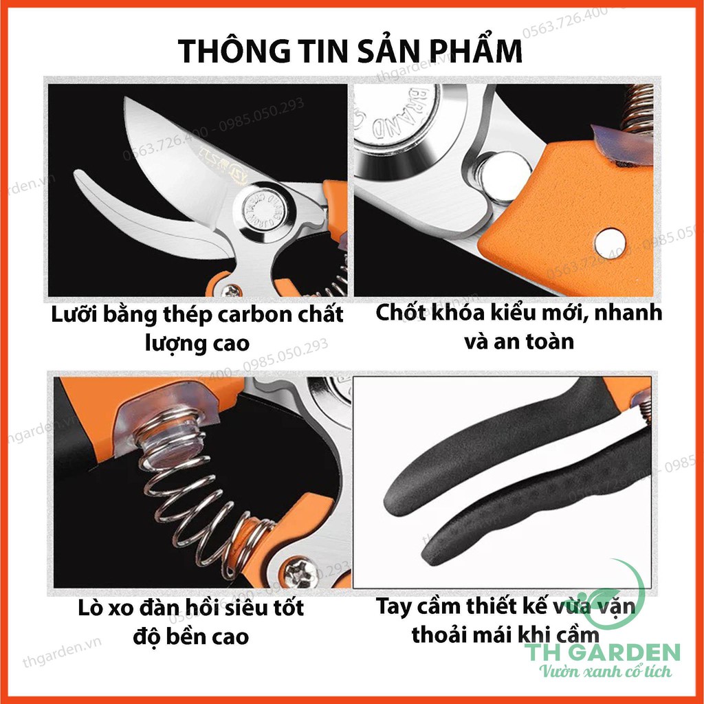 Kéo Cắt Cành Cây Cao Cấp Siêu Sắc Bén TH153 - Tăng 20 Lần Lực Cắt - Thép SK5 Độ Bền Cao - Đạt Độ Cứng HRC60