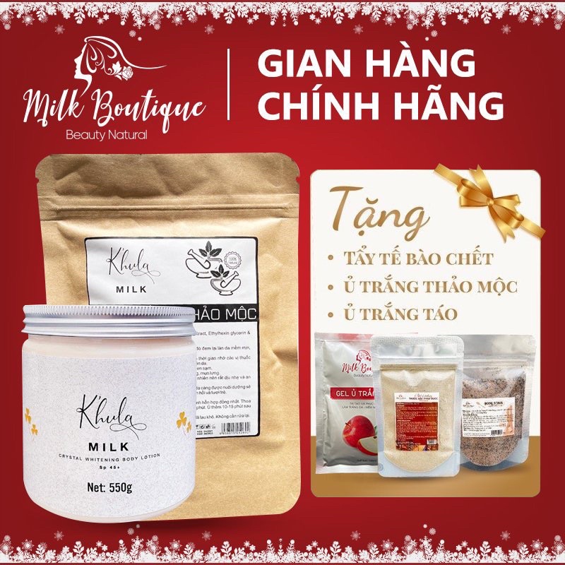 [COMBO SIÊU TRẮNG] Kem body trắng da Body Milk ko bết rít 550g &amp; Tắm trắng thảo mộc dòng tắm trắng body cao cấp