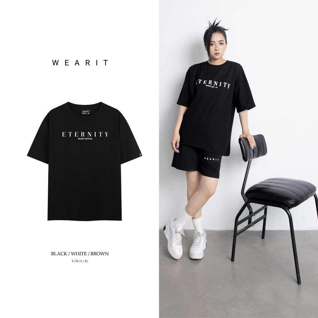 Áo thun cotton WEARIT phông basic chất liệu cao cấp kiểu dáng tay lỡ phối hợp form rộng unisex tee11