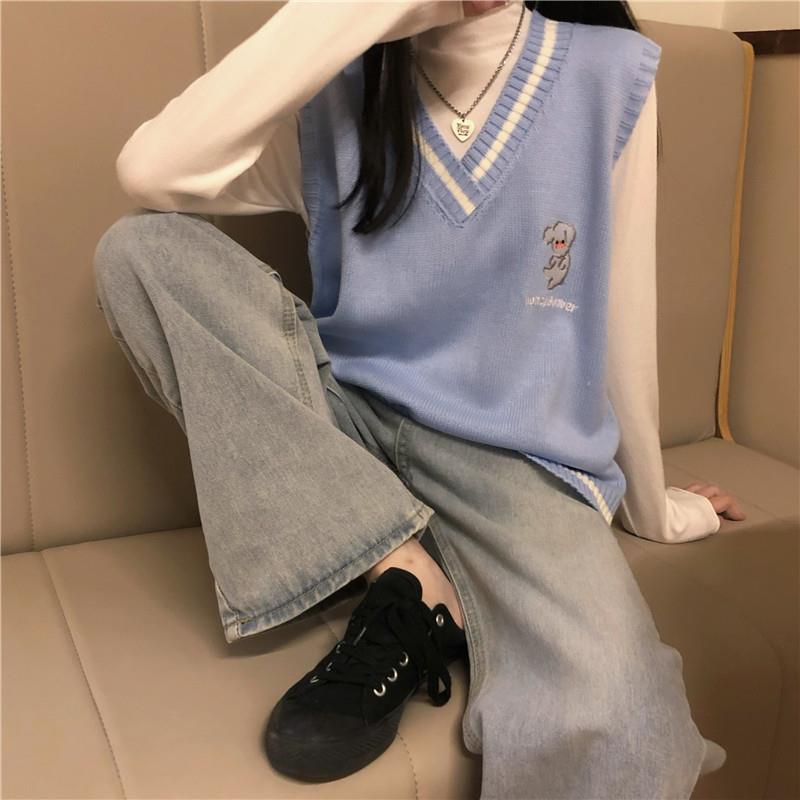 Áo len không tay tay cổ chữ V phong cách Hàn Quốc hợp thời trang cho nữ | BigBuy360 - bigbuy360.vn