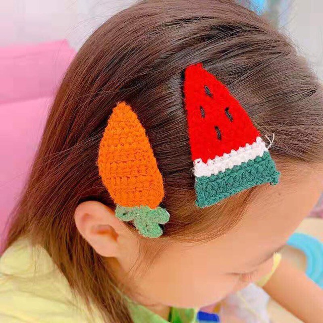 Sẵn hàng SET 5 KẸP TÓC LEN HOA QUẢ SIÊU ĐẸP