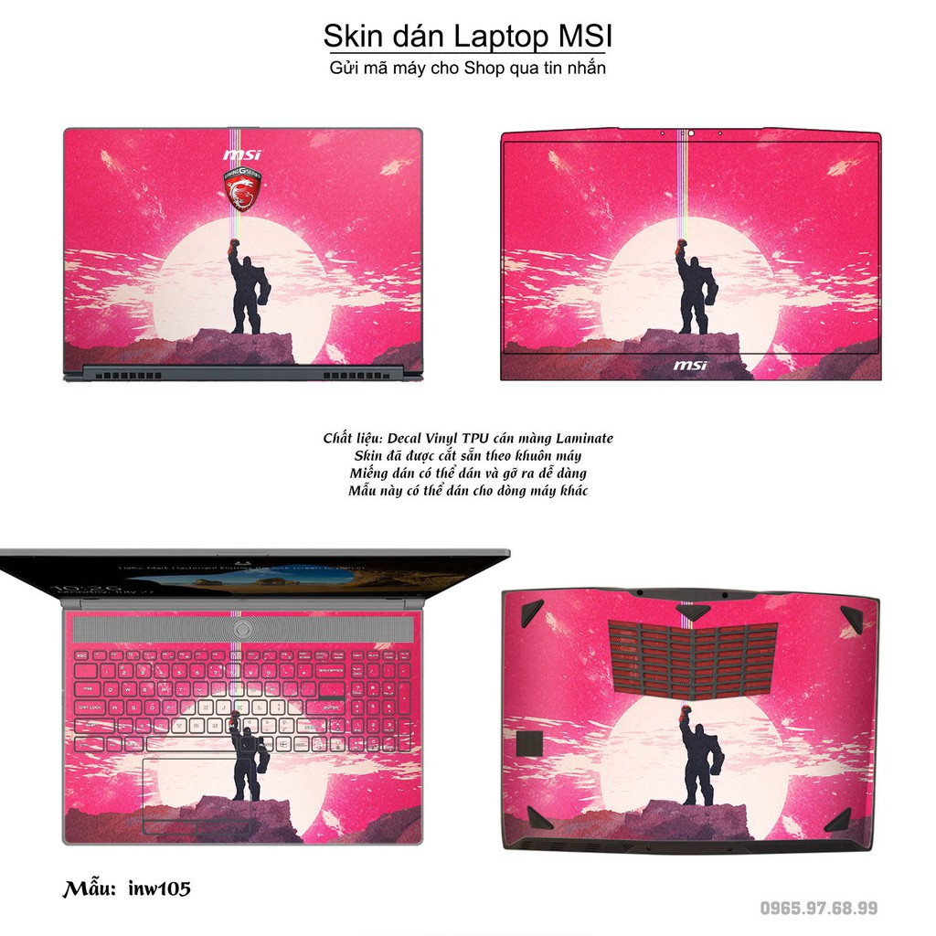 Skin dán Laptop MSI in hình Inifinity War (inbox mã máy cho Shop)