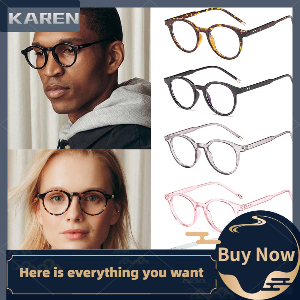 Mắt Kính Gọng Nhựa PC Tròn Siêu Nhẹ Chống Bức Xạ Phong Cách Cổ Điển Thời Trang Unisex