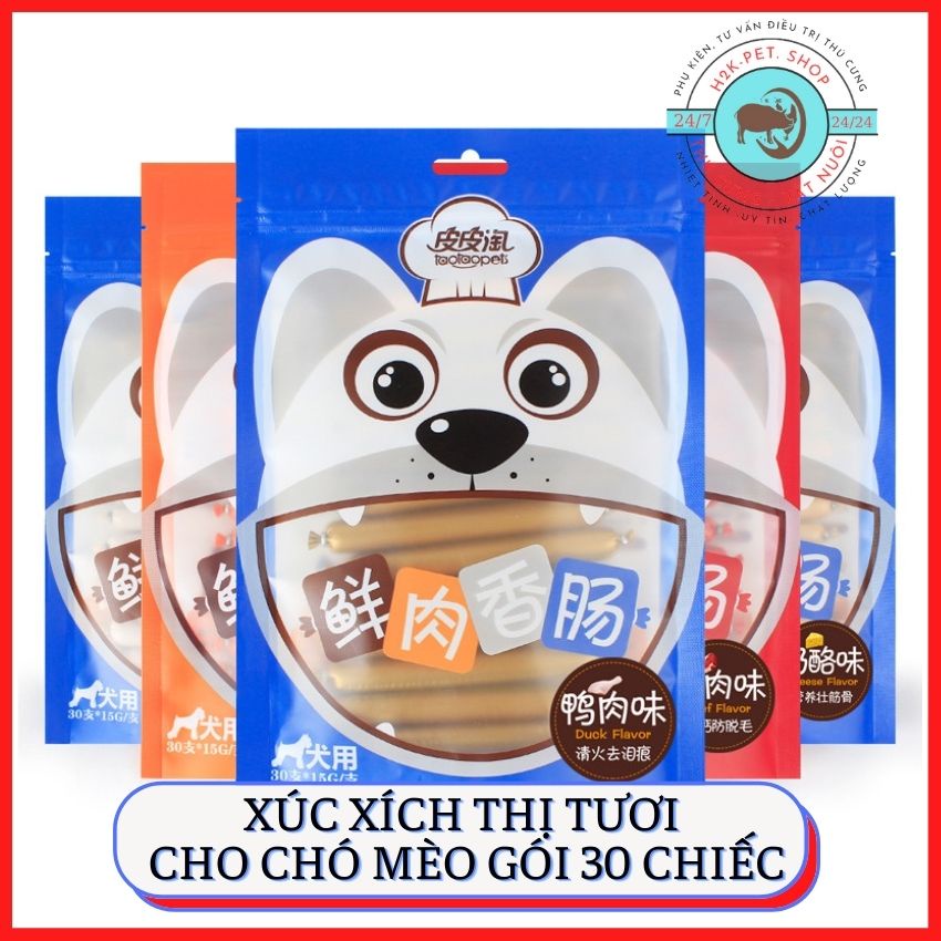 [GIÁ SIÊU RẺ] Xúc Xích Chó Mèo, Thức Ăn Cho Mèo, Nhiều Thịt, Vị Đạm Đà Mỗi Cây15gr- Đồ Ăn Nhẹ Hoặc Thưởng Cho Thú Cưng