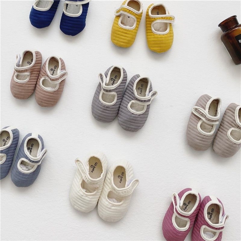 Giày vải trần bông tập đi cho bé 0-18m phong cách Hàn Quốc dễ thương
