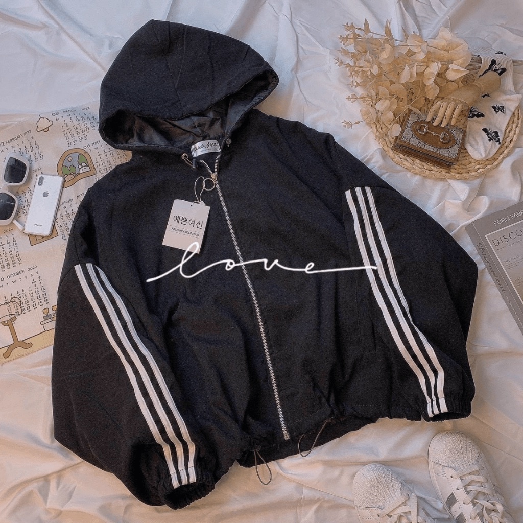 ÁO KHOÁC DA LỘN NỮ PHỐI 3 VIỀN SỌC TAY CAO CẤP CHẤT LIỆU BAO MÁT