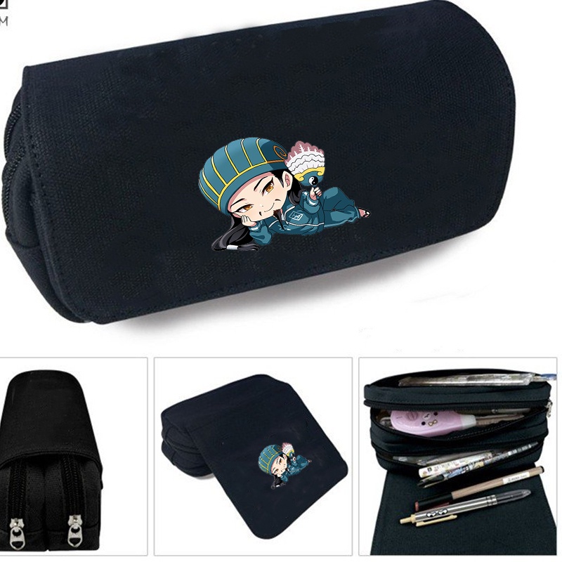 Hộp bút vải canvas khóa trắng KHỔNG MINH THÍCH ĐI QUẨY chibi anime đi học tiện lợi