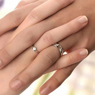 Nhẫn đôi mạ bạc thiết kế đơn giản tinh tế