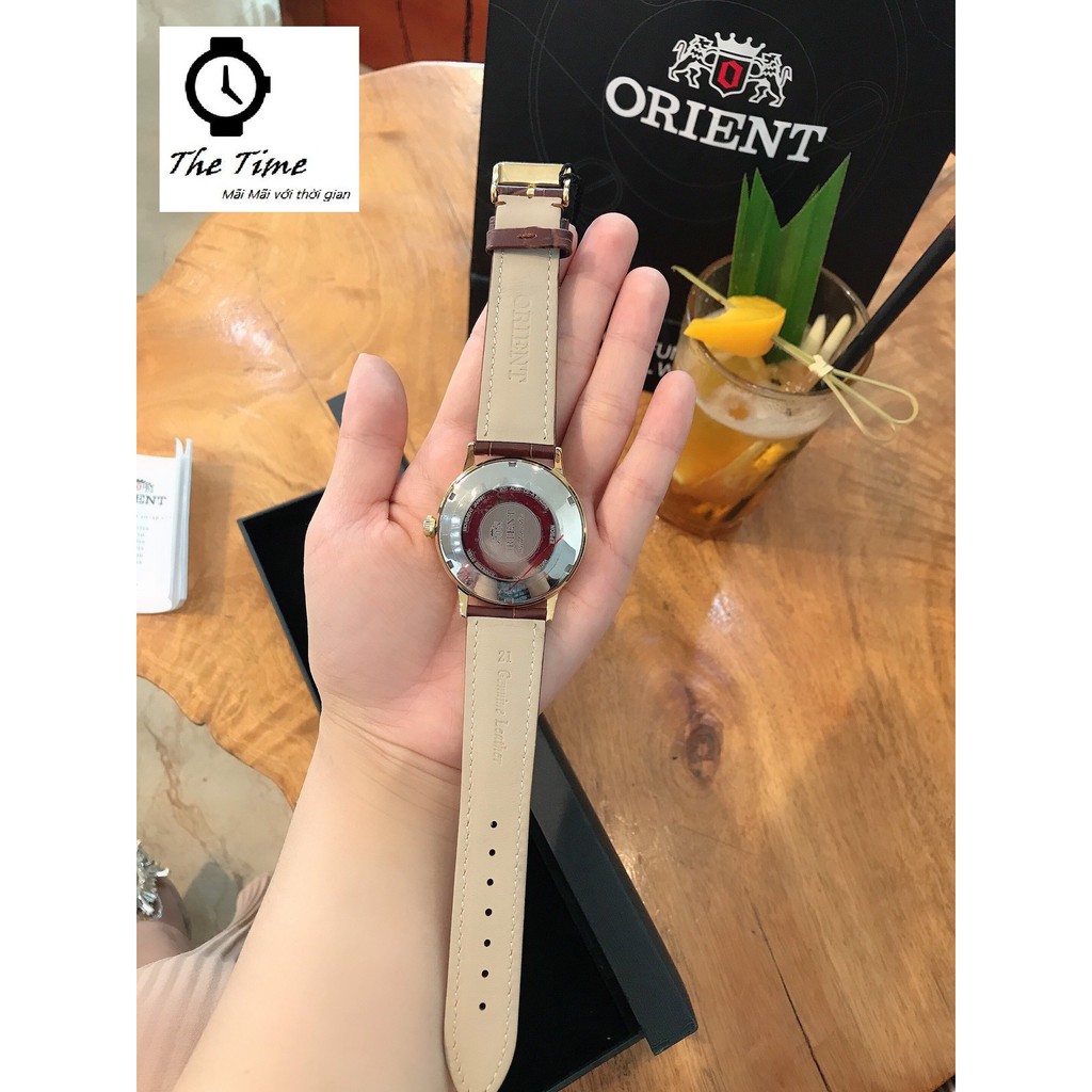 Đồng hồ nam Orient Bambino Gen 1 mặt trắng viền vàng hồng  case 40.5mm. 3atm