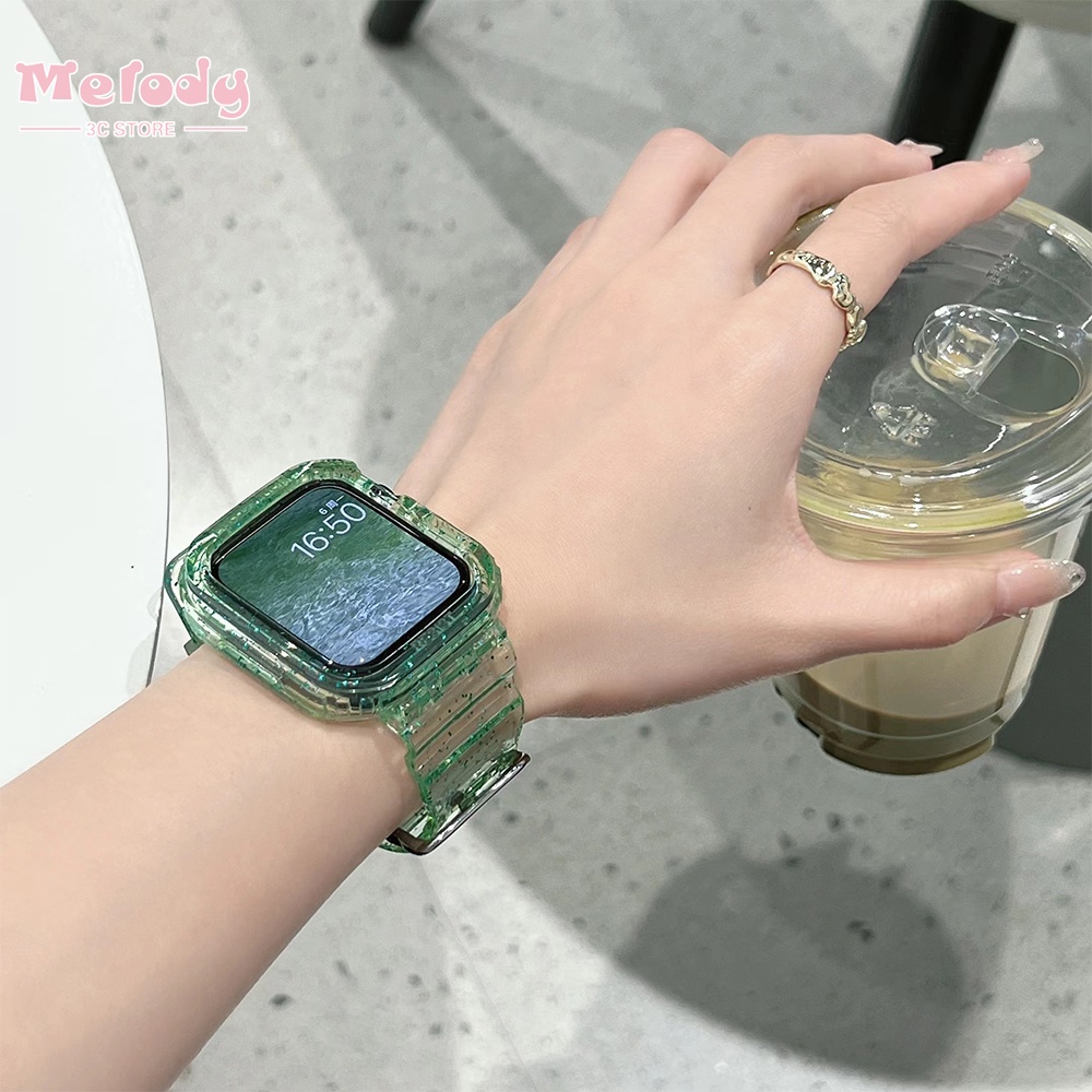 Dây Đeo Trong Suốt Lấp Lánh Cho Đồng Hồ Thông Minh iwatch 45 / 44 / 42 / 41 / 40 / 38mm Series 7 / 6 / SE / 5 / 4