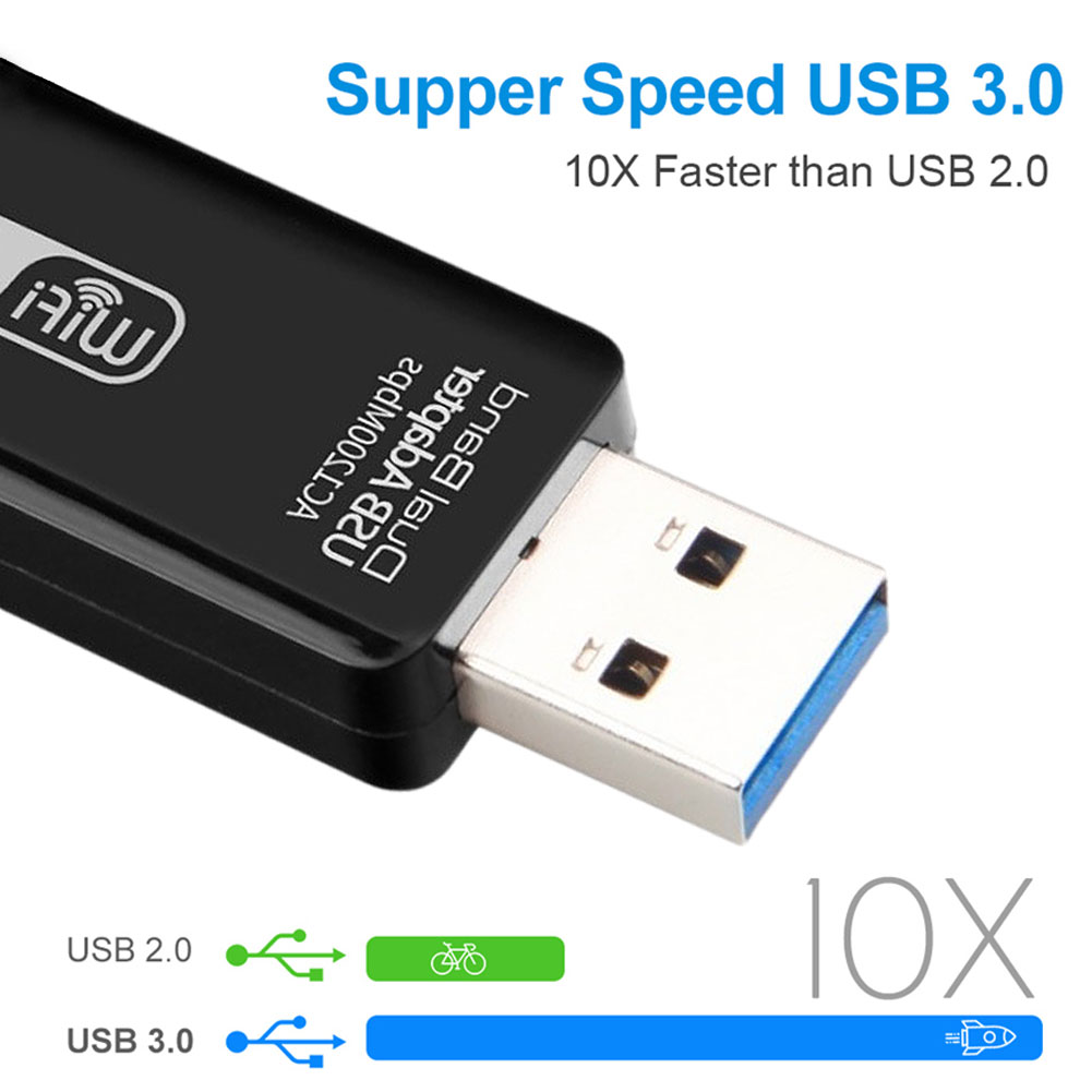 TZ Bộ chuyển đổi Wi-Fi USB 5Ghz AC 1200Mbps Bộ chuyển đổi Wi-Fi Băng tần kép USB 3.0 Ethernet 2.4G Ăng-ten Wi-Fi 5G