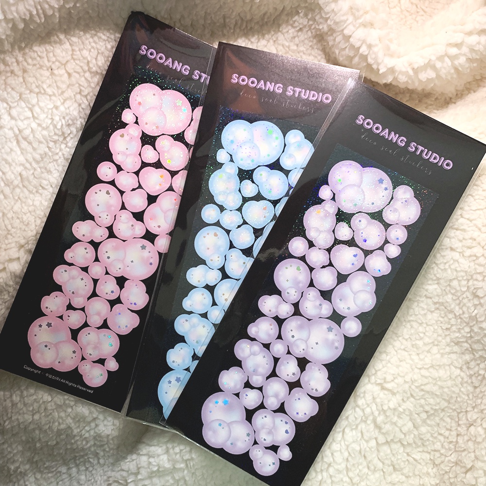 Miếng Dán Bong Bóng / Hình Dán Ba Chiều Hàn Quốc Dễ Thương / Tay Áo Tải Polco Tạp Chí DIY