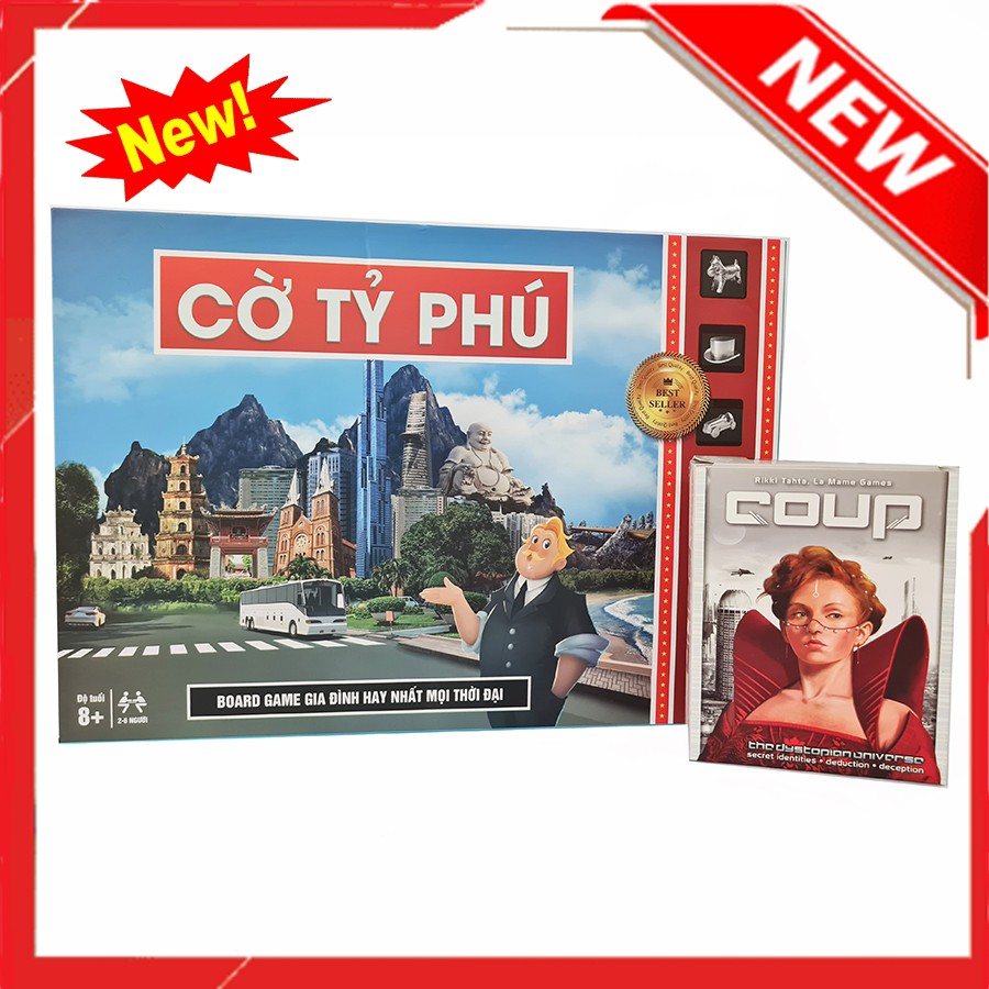 [COMBO 2 IN 1] Đồ chơi Board game trí tuệ Cờ tỷ phú bản Tiếng Việt + Game nhập vai Coup [SIÊU KHUYẾN MẠI]