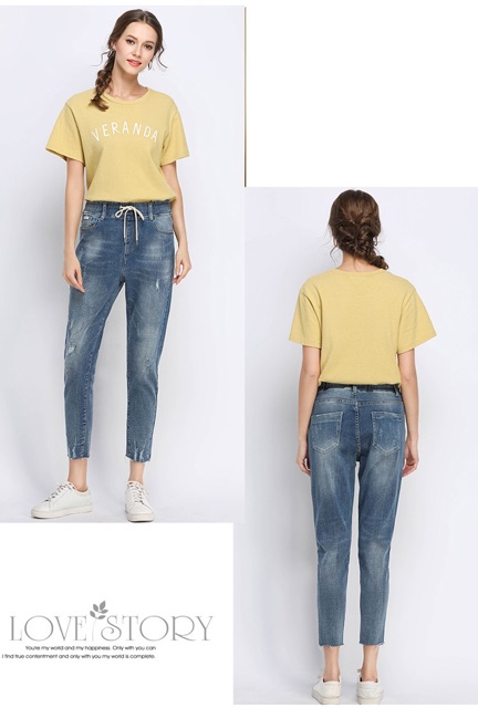 Quần jean baggy big size màu xanh lưng thun ống cào size lớn 70-105kg1