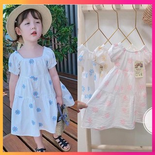 Váy 3 tầng hoa cúc chất đũi tơ đẹp siêu xinh cho bé yêu