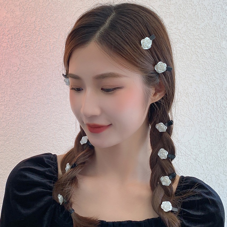 Kẹp Tóc Hoa Hồng Trắng Hàn Quốc