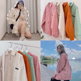 Áo sơ mi nhung tăm ulzzang dáng rộng 2021 SM01
