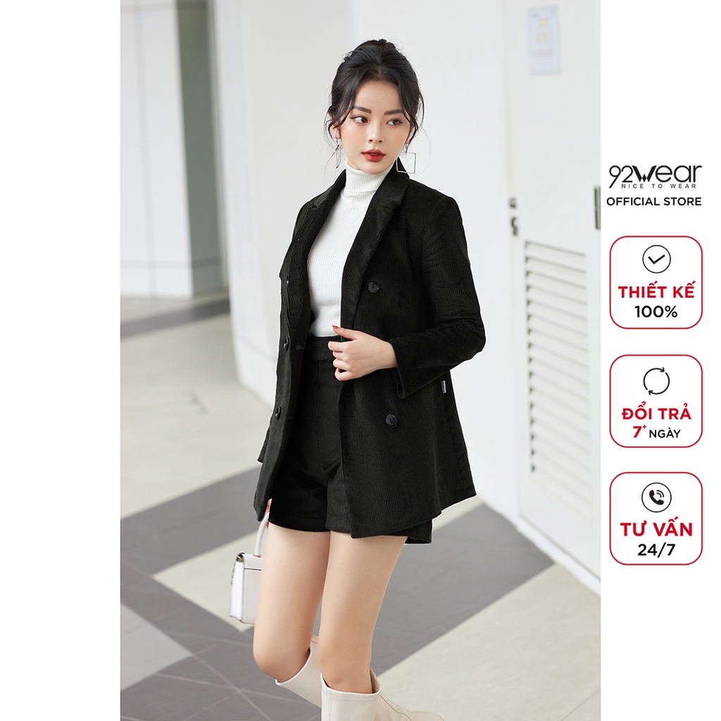 Áo vest nữ 92WEAR phong cách hàn quốc thiết kế trẻ trung dài tay, chất nhung tăm cao cấp VBA2112 | BigBuy360 - bigbuy360.vn