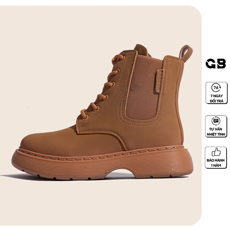 Giày Boot Nữ Cổ Cao Da Mờ Đế Cao 3 cm giayBOM B1604