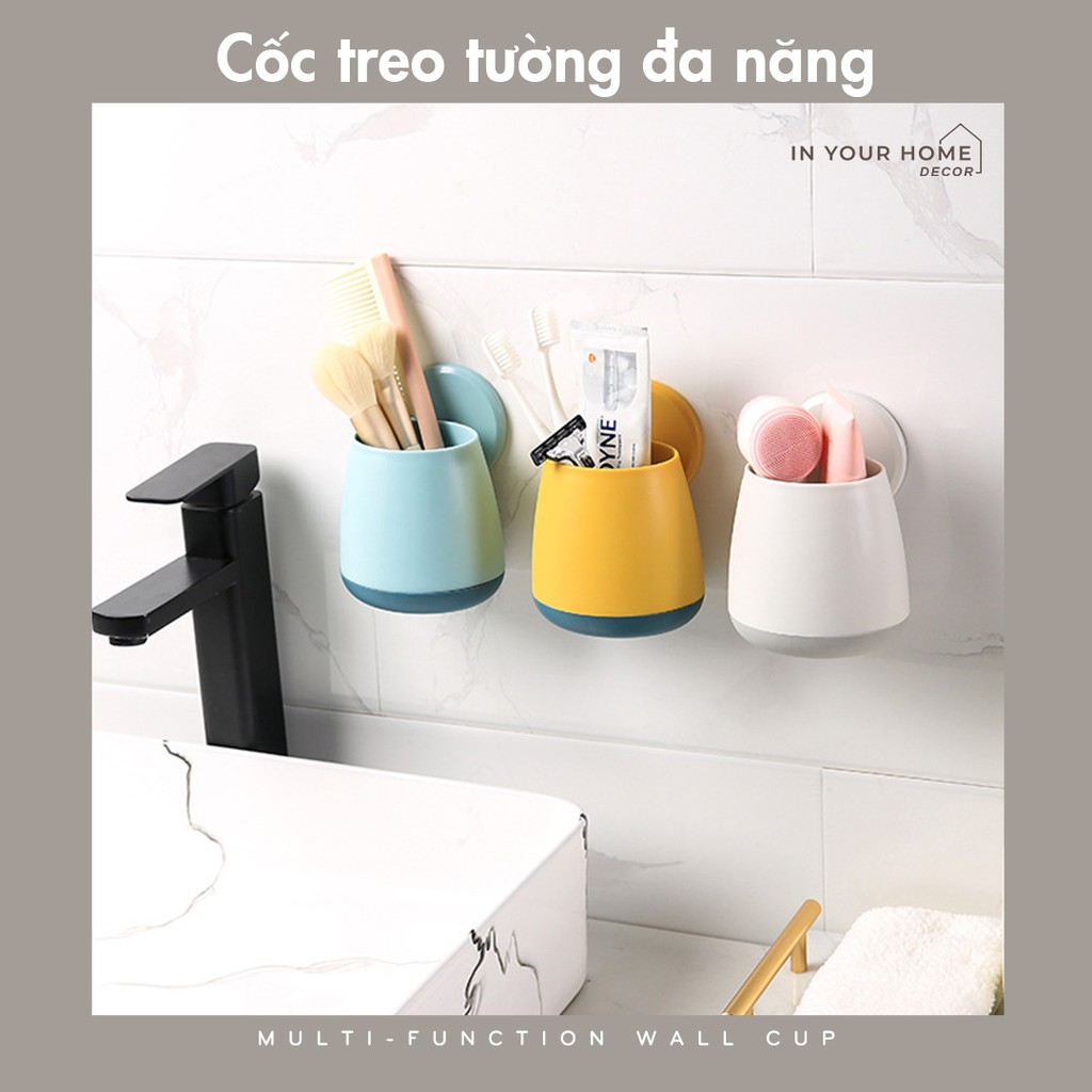 Cốc đựng kem đánh răng đa năng kệ nhà tắm treo tường đựng đồ phòng tắm nhà bếp