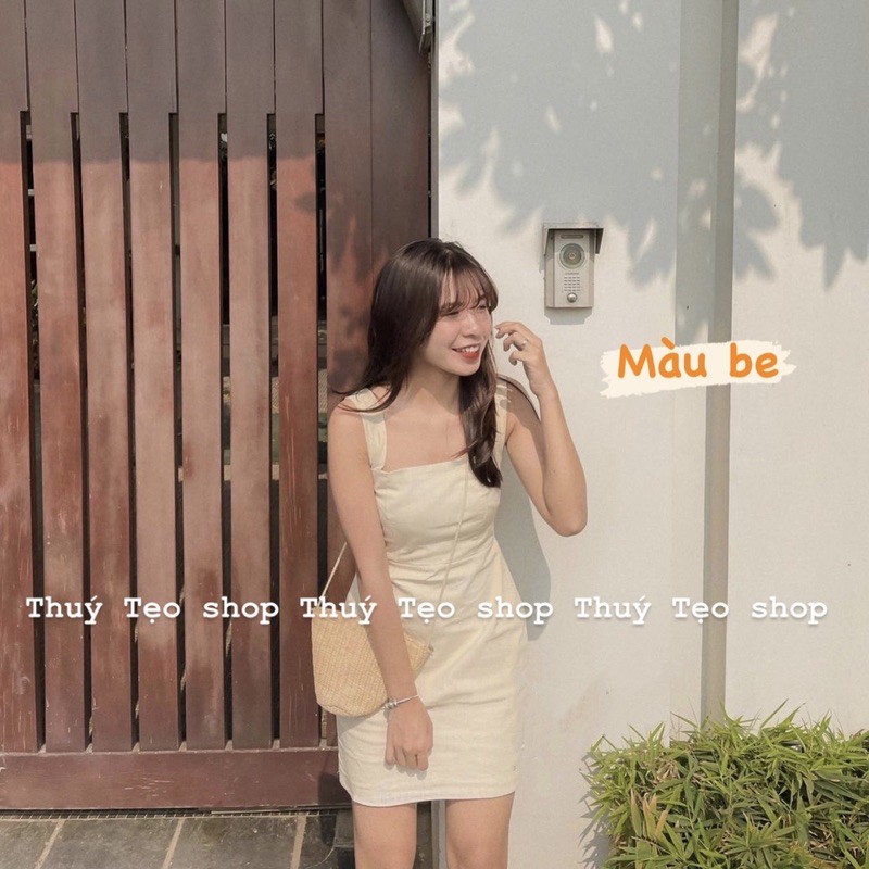 Váy hai dây kaki có chun sau - Váy hai dây quai bản to (sẵn/ảnh thật) | BigBuy360 - bigbuy360.vn