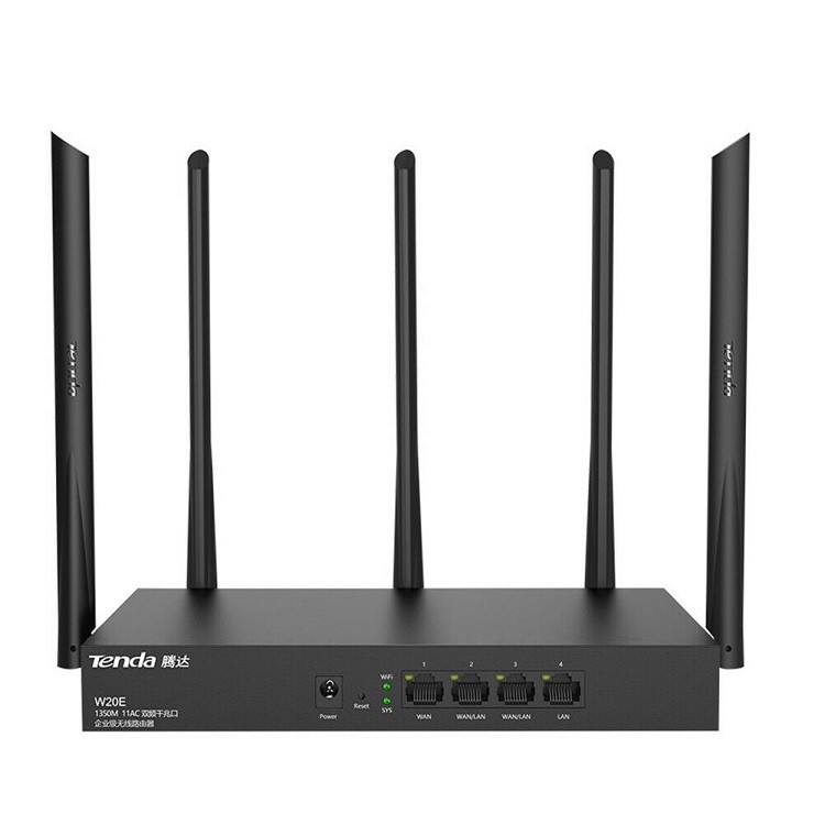Tenda Wifi hotspot Router W20E, Hai Băng Tần, Tốc Độ 1350Mbps, chịu tải 50-80 user, với 3 cổng WAN hỗ trợ cân bằng tải