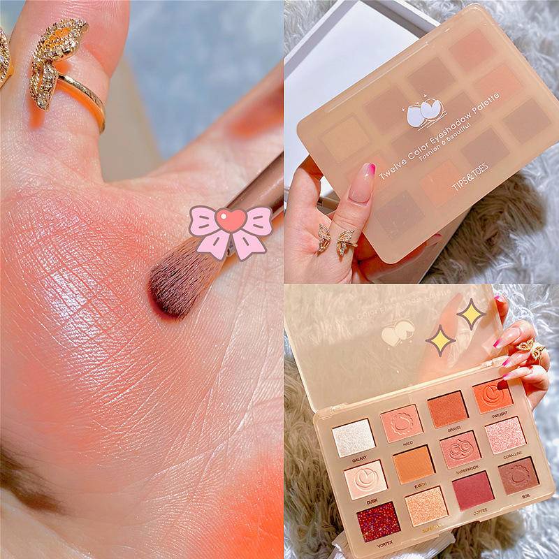 Bảng Phấn Mắt 12 Màu Sắc Hiệu Ứng Ngọc Trai Lấp Lánh Trang Điểm Xinh Xắn